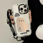Silver Cat With Wristband Cover For iPhone 16 15 14 13 12 11 Pro Max Plus Case