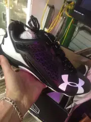 Men's Under Armour Deception Low DT Steel Baseball Cleats-Black/White -SIZE 11.5
