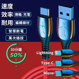 智慧發光充電線 紅色 1米 Type-C 傳輸線