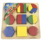 Fractions Puzzle Tray Wooden Blocks Kids Primary Teacher Resource Maths Game BN
