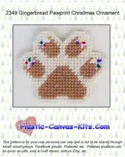Gingerbread Pawprint Christmas Ornament- Plastic Canvas Pattern or Kit