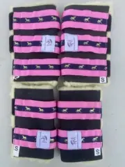 Horse Paddock Tendon Boots. Suede and Fleece. Size Small. Pink and Blue