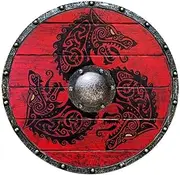 Medieval Vikings Shield - Retro Wall Decoration, Round Vikings Shield | Wooden Battle Ready Round Shield, Round Wooden Medieval Vikings Shield, Medieval Costume Accessories for Boys Men Wall Decor