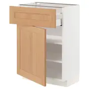 METOD / MAXIMERA base cabinet with drawer/door, white/Vedhamn oak, 60x37x80 cm