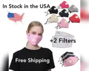 Reusable Unisex Face Masks Breath Valve PM2.5 with 2 Filters