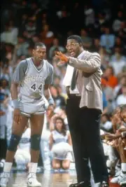 Head coach John Thompson Georgetown Hoyas talks with his p Basketball 1988 Photo