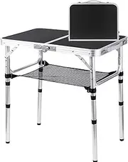 Folding Camping Table - Portable Picnic Table | 1x Aluminum Camping Table with 3 Adjustable Height | Lightweight Camp Accessories with Handle Storage Net Outdoor Furniture for Gardens Hiking Picnic
