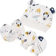 [Healvian] 1 Set Hat with Mittens and Socks Soft Skin Friendly Design for Stylish Accessories for Comfort and Charm for Newborns White