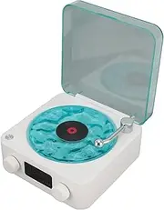 Waves Player, Waves Bluetooth Speaker with Ambient Light & Display Screen, Portable Stereo Sound Vintage Record Player Speaker, for Bedroom,Office,Party,Relaxing,Christmas (White)