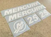 Mercury Vintage Outboard Motor 25 HP Decal Kit FREE SHIP + FREE Fish Decal!
