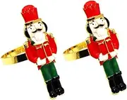 Yardenfun Alloy Christmas Napkin Rings Nutcracker Napkin Holders Elegant Napkin Buckles for Party Decorations