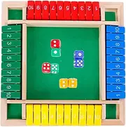 Shut The Box Game - Classic Wooden Board Table Math Game - 2-4 Players, Addition Training Decision-Making Skills, Fun for Kids Family Classroom Home Party