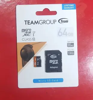 Team 64GB 100MB/s 500X microSD TF C10 記憶卡 十銓64GB 附大卡 原裝原廠保固