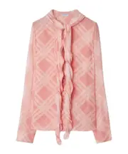check-pattern silk blouse UK8,UK6 candy-colored
