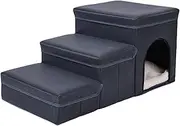 Pet Storage Stairs, Non Slip Pets Ramp, Foldable Dog Bed Ramp Stairs with Storage Box Design, Multifunctional Dogs Step Stairs for Dogs Cats Small Medium Pets Stairs