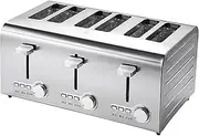 Electric 6 Countertop Pop-up Toaster, Stainless Steel Commercial Restaurant Toaster Machine with 6 Wide Slots for Bagel Bread, 7 Browning Levels, Removable Crumb Tray