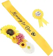 BESTonZON Maternity Flower Sash Corsage Pin Set Mommy to Be Sash for Baby Shower Stylish Decorative Accessory Breast Badge