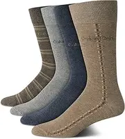 [Calvin Klein] Men's Dress Socks - Cotton Blend Crew Socks: Patterns and Solids (4 Pack)