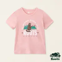 在飛比找Yahoo奇摩購物中心優惠-Roots女裝-動物派對系列 卡通海狸純棉短袖T恤-粉橘色