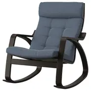 POÄNG rocking-chair, black-brown/Gunnared blue