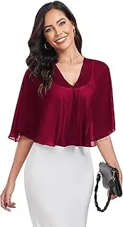 [Fttyeiby] Sheer Shawls and Wraps for Formal Evening Party Chiffon V Neck Capelets for Women Wedding Guest Shawl