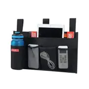 Hanging Bedside Caddy, Bedside Storage Organizer for Magazine, 5 Pockets Black