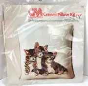 Columbia Minerva Crewel Pillow Kit 3 Little Kittens 16x16 Wool Yarn Erica Wilson