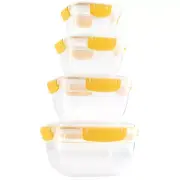 Superio Plastic Airtight Food Storage Containers, Set of 4, Square, Yellow