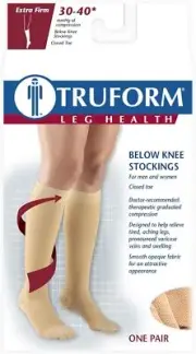 Compression Stockings for Men and Women Truform 30-40 mmHg Knee High Black