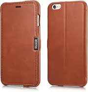 ICARER Case Fits Apple iPhone 6S Plus and iPhone 6 Plus (5.5 inch), Genuine Leather Case, Slim Flip Case, Vintage Brown