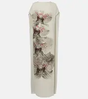 [Dries Van Noten] Dries Van Noten Beaded printed silk georgette gown AU 10 white