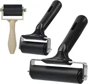 MIVES Rubber Brayer Roller Set, 3 Pack Hard Rubber Rollers for Ink Paint, Printmaking, Art & Craft, Adults