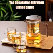 Glass Teapot with Wooden Handle, Infuser, Heat-Resistant, Large Capacity 600ml