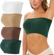 Lightweight Underwear for Female 4 Pieces Sports Bras For Women Plus Size Strapless Bra Bandeau Padded Top Stretchy Yoga Fitness Bra