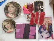 Taylor Swift Happy Birthday Party Supplies Lot: Banner, Backdrop, Stickers, Etc