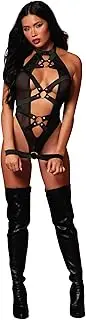 [Dreamgirl] Women's Black Fetish Teddy & Restraint, O/S, Black, One Size