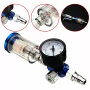 Air Pressure Regulator Gauge Spray Paint Gun Water Oil Trap Filter Separator Kit
