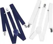 [LIFKOME] Suspenders Double Strap Heavy Duty Suspenders for Men Dress Ski Pants 2 Pcs Set