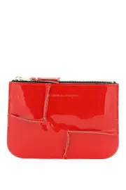 [COMME DES GARCONS WALLET] COMME DES GARCONS WALLET zip around patent leather wallet with zipper OS Red