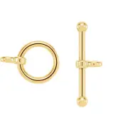 14K Solid Yellow Gold Ball End Toggle Clasp Set Bar or Ring Wire Bracelet Loop