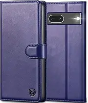 [Kuafcase] for Google Pixel 7 Case, Wallet Leather Flip Case with 4 Card Slots Magnetic Closure Kickstand Shockproof Protective Phone Case for Google Pixel 7 - Blue