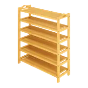 6 Layers Natural Wood Bamboo Shelf Entryway Storage Shoe Rack Home Furniture