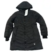NWT Spyder Boundless Puffer Hooded Jacket Girls Size L (12-14) Black $229