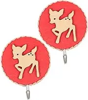FONDOTIN 2pcs Christmas Themed Elk Pattern Hook Wooden Stocking Hook Decoration