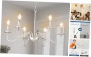 Modern Chandelier for Dining Room: 6-Light Brushed Nickel Farmhouse Hanging