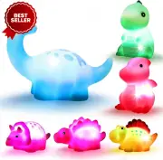 Dinosaur Bath Toys, 6-Pack Light-Up Floating Bathtub Toys, Pool Water Toys for T