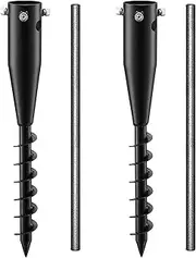 FactionGarden Beach Umbrella Sand Anchor, 2 Pack Heavy Duty Umbrella Stand Outdoor Base 17 Inches Metal No Dig Ground Umbrella Holder, Christmas Tree Stand Base