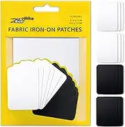 ZEFFFKA Premium Quality Fabric Iron-on Patches Inside & Outside Strongest Glue 100% Cotton Black and White Repair Decorating Kit 12 Pieces Size 3" by 4-1/4" (7.5 cm x 10.5 cm)