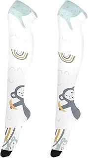 [Joitme] Playful Monkeys White Thigh High Socks Women, Chic High Socks, Socks for Boots, Playful Monkeys White