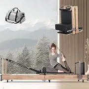 Foldable Pilates Reformer Machine Wooden,Premium Compact Home Gym Equipment with Thick Padding and Space-Saving Design